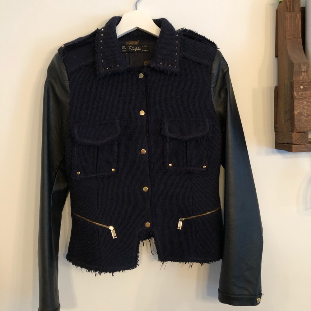 ZARA navy tweed coat
